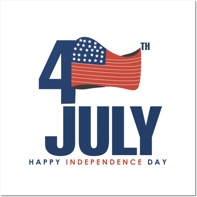 4th July Happy Independence Day Logo Design Wall Art by nancyartwork